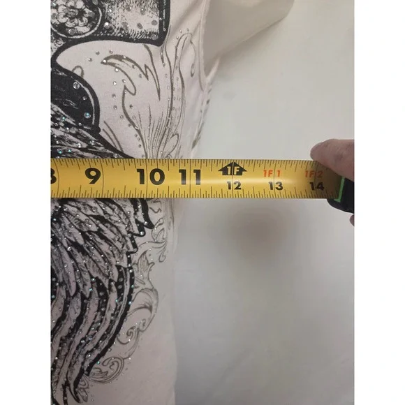 BUSSTOP Womens‎ Graphic Tank Top White Wing Guns Lace Up Cutout Back M - Picture 4 of 5